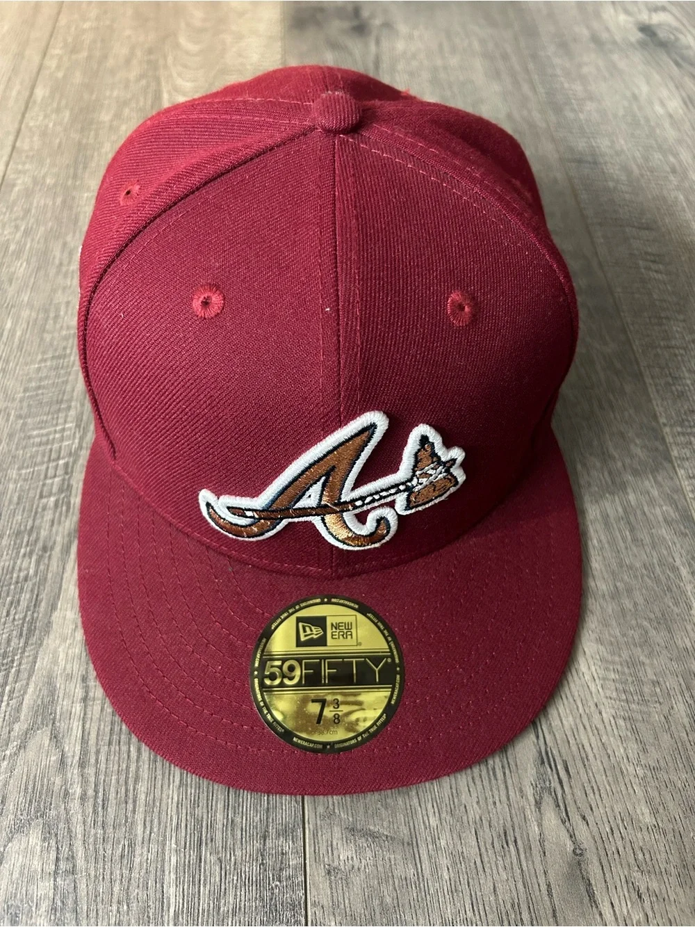 New Era Men’s Maroon Fitted 59FIFTY Cap with Embroidered 'A' Logo 7 3/8